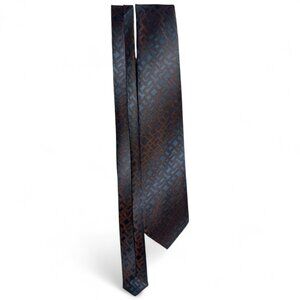 Vintage Blue & Brown Geometric Pattern Necktie Men’s Classic Tie | Satin-Jacquar